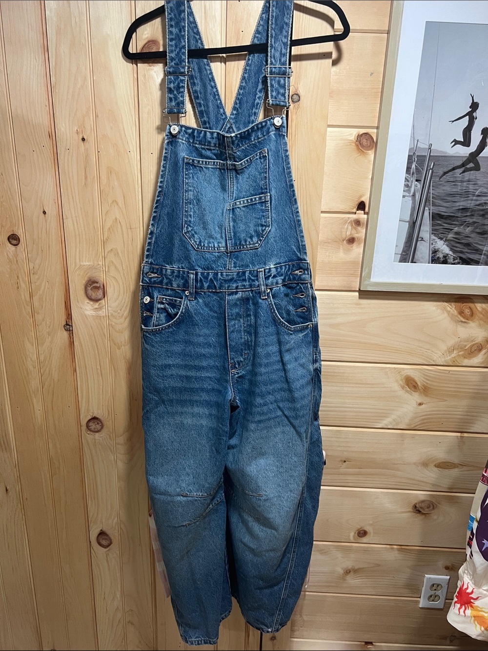 We The Free Washed Blue Denim Overalls